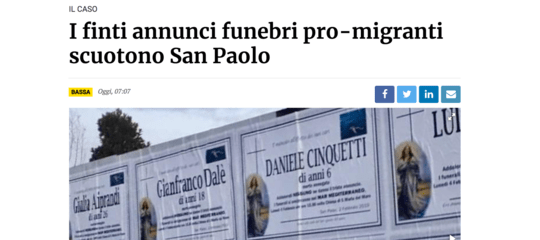 Migranti: manifesti-choc nel bresciano, annunci funebri di bambini locali